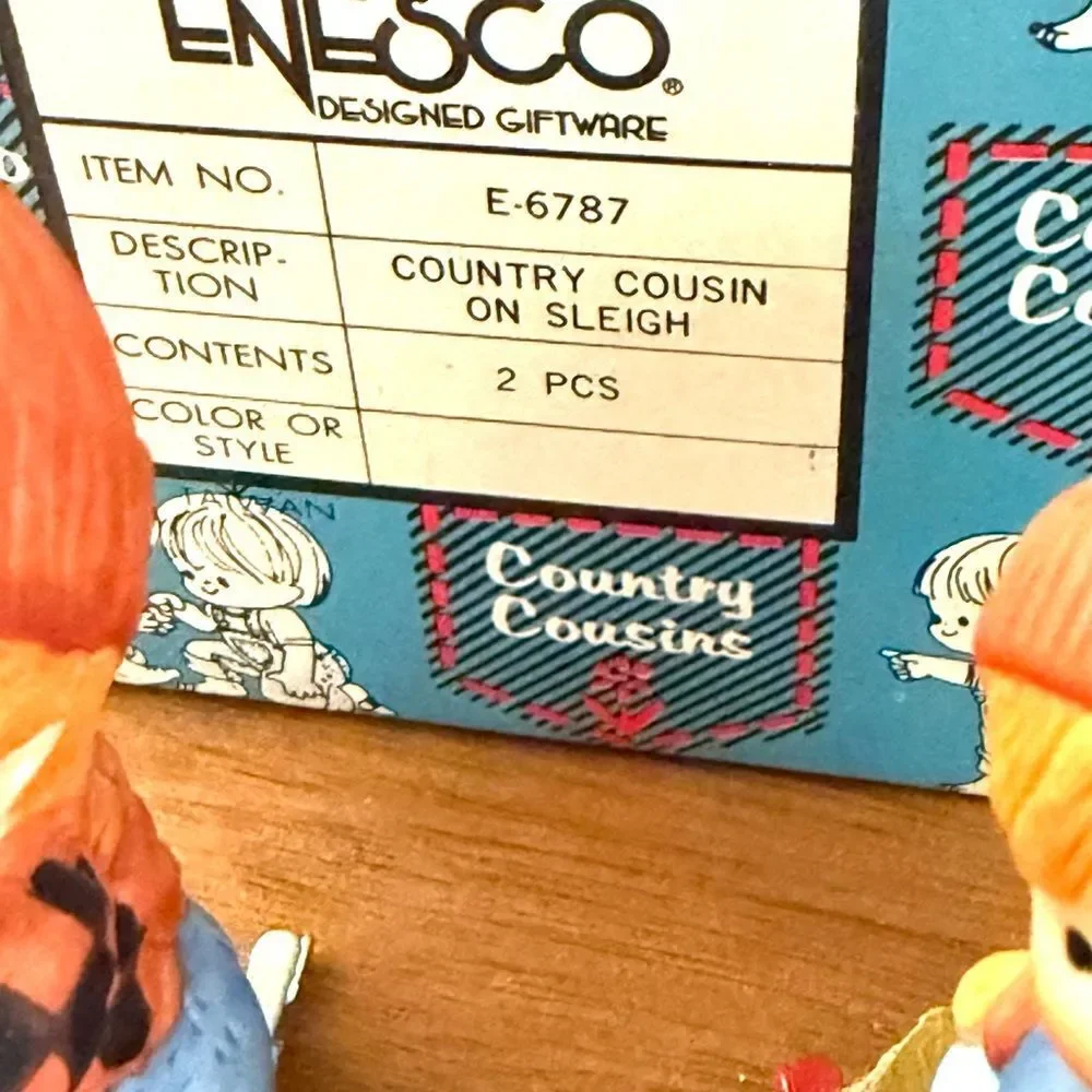 1981 ENESCO Country Cousins On Sleigh